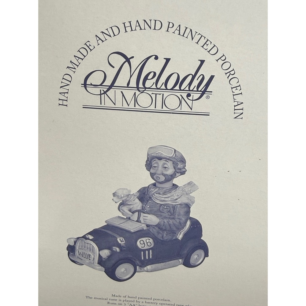Melody In Motion Willie the Whistler Porcelain Musical Car Zip A Dee Doo Dah
